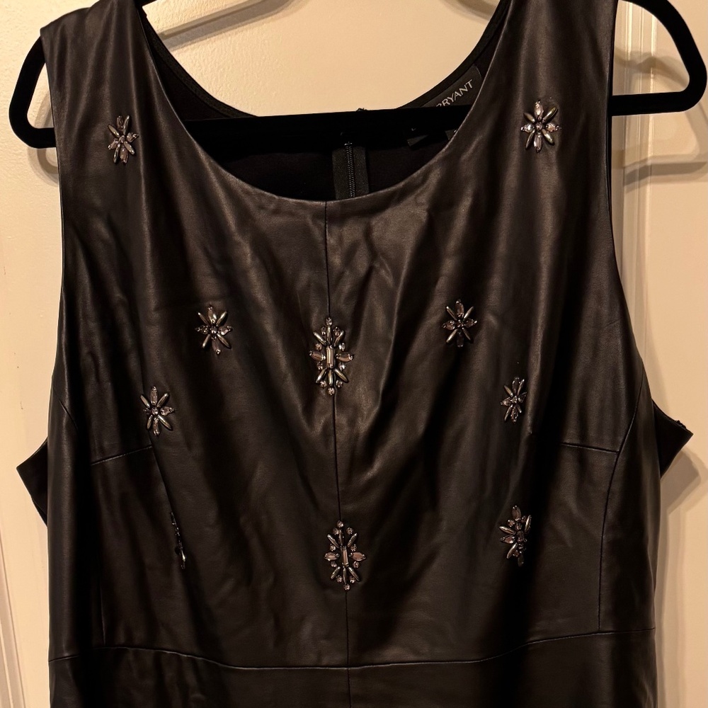 Lane Bryant Black Faux Leather Embellished Peplum Tank | Size 22 🖤✨❄️